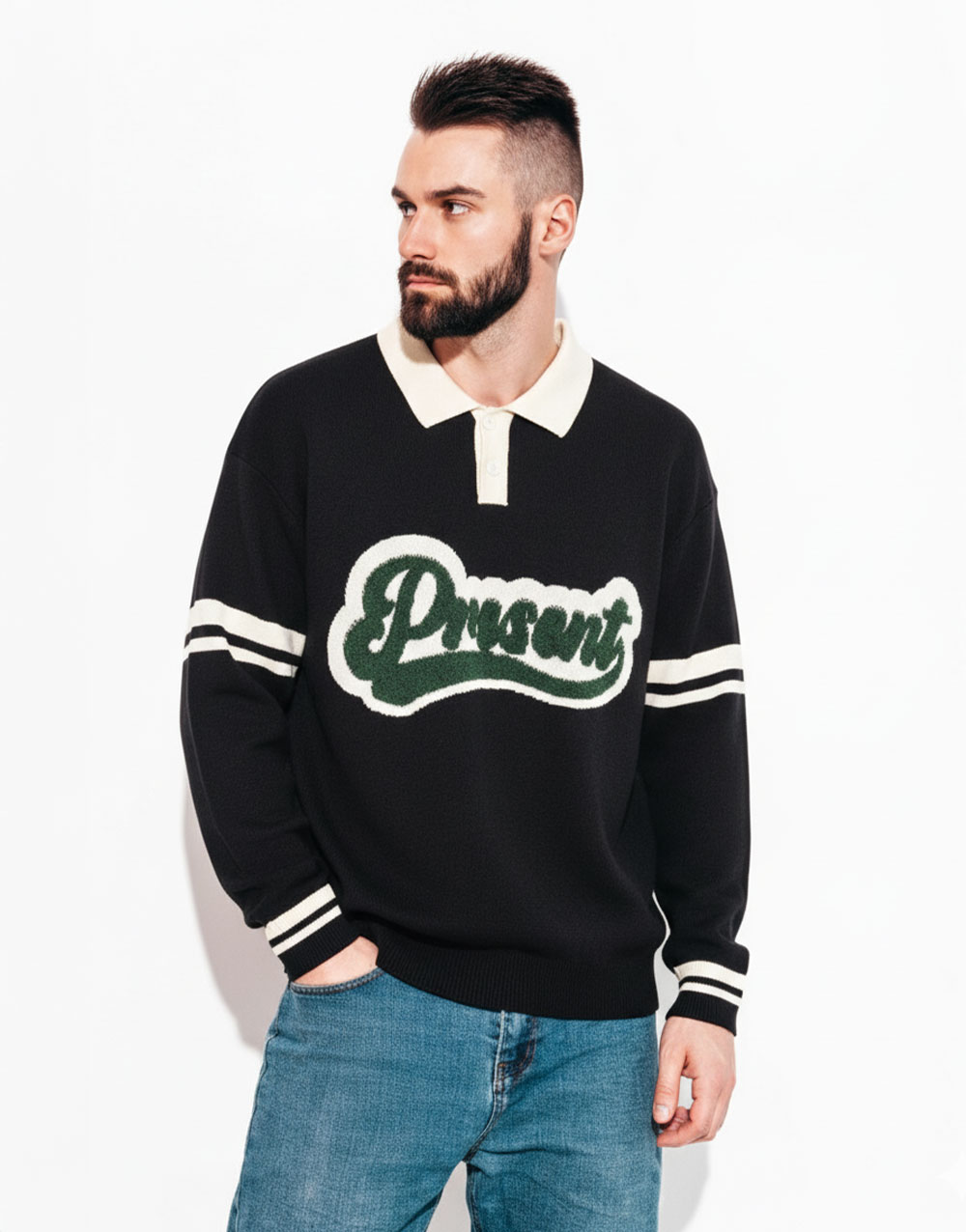 Maglione stile polo con bottoni