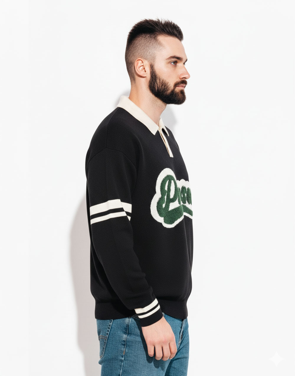 Maglione stile polo con bottoni