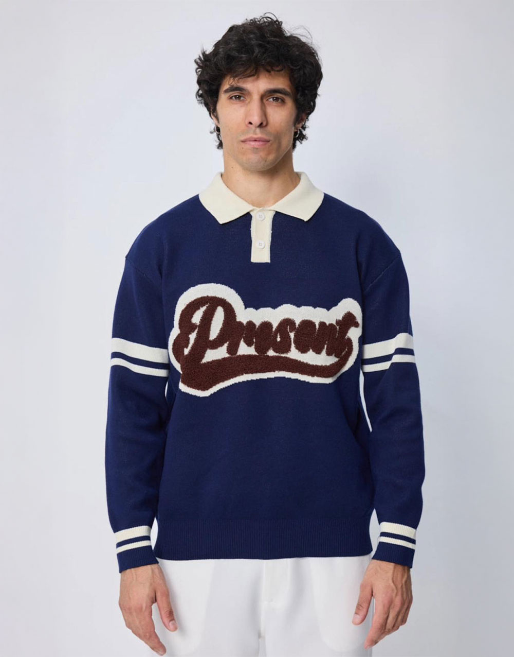 Maglione stile polo con bottoni